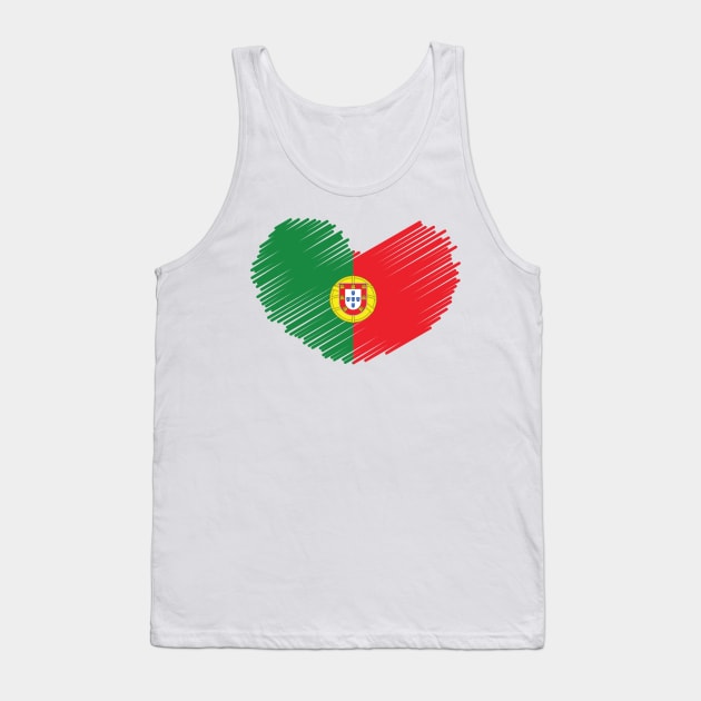 Portugal Flag Heart Design Tank Top by Sanu Designs